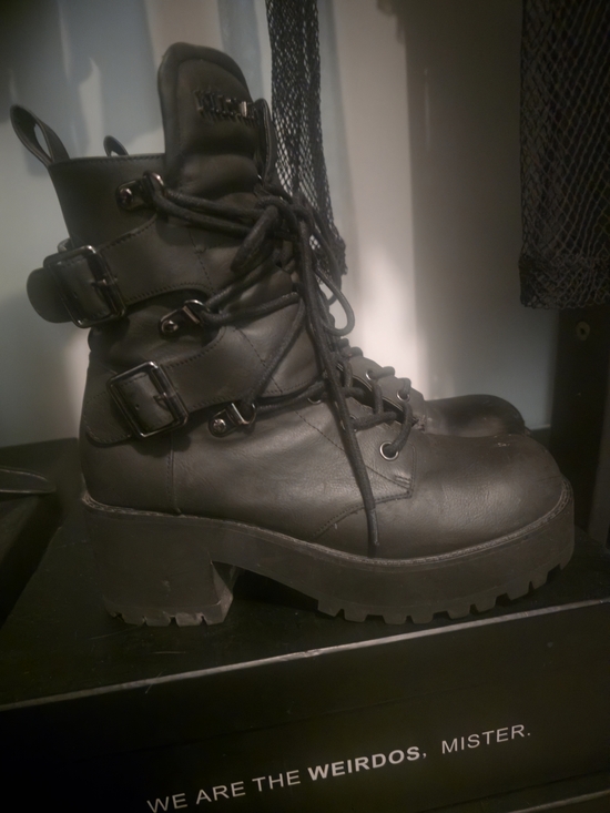 Killstar Shoes - Killstar JUNO BOOTS / Black Platform Combat Boots - Women's Lace-Up Ankle Boot